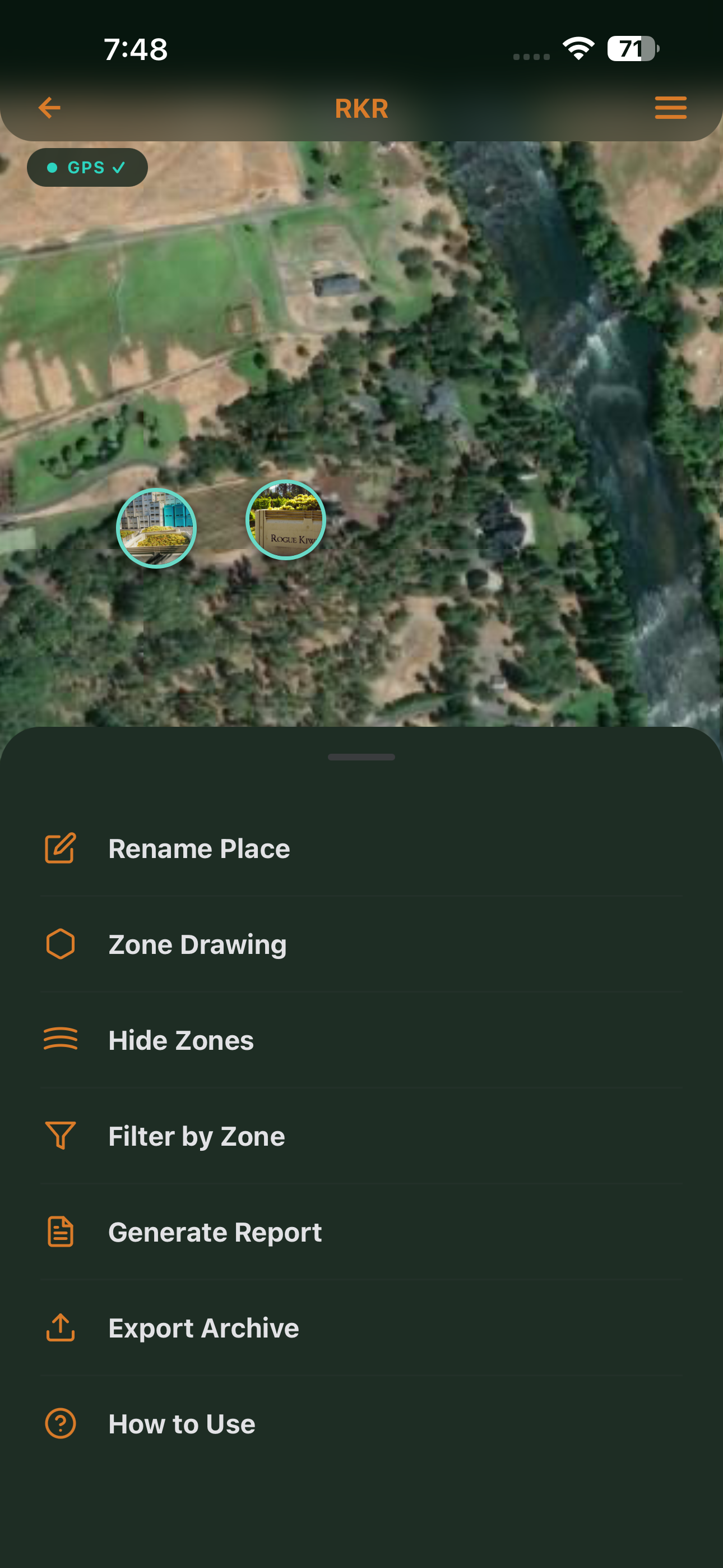 PocketHQ settings menu showing offline and export options